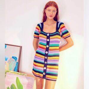 NWT Farm rio crochet rainbow dress